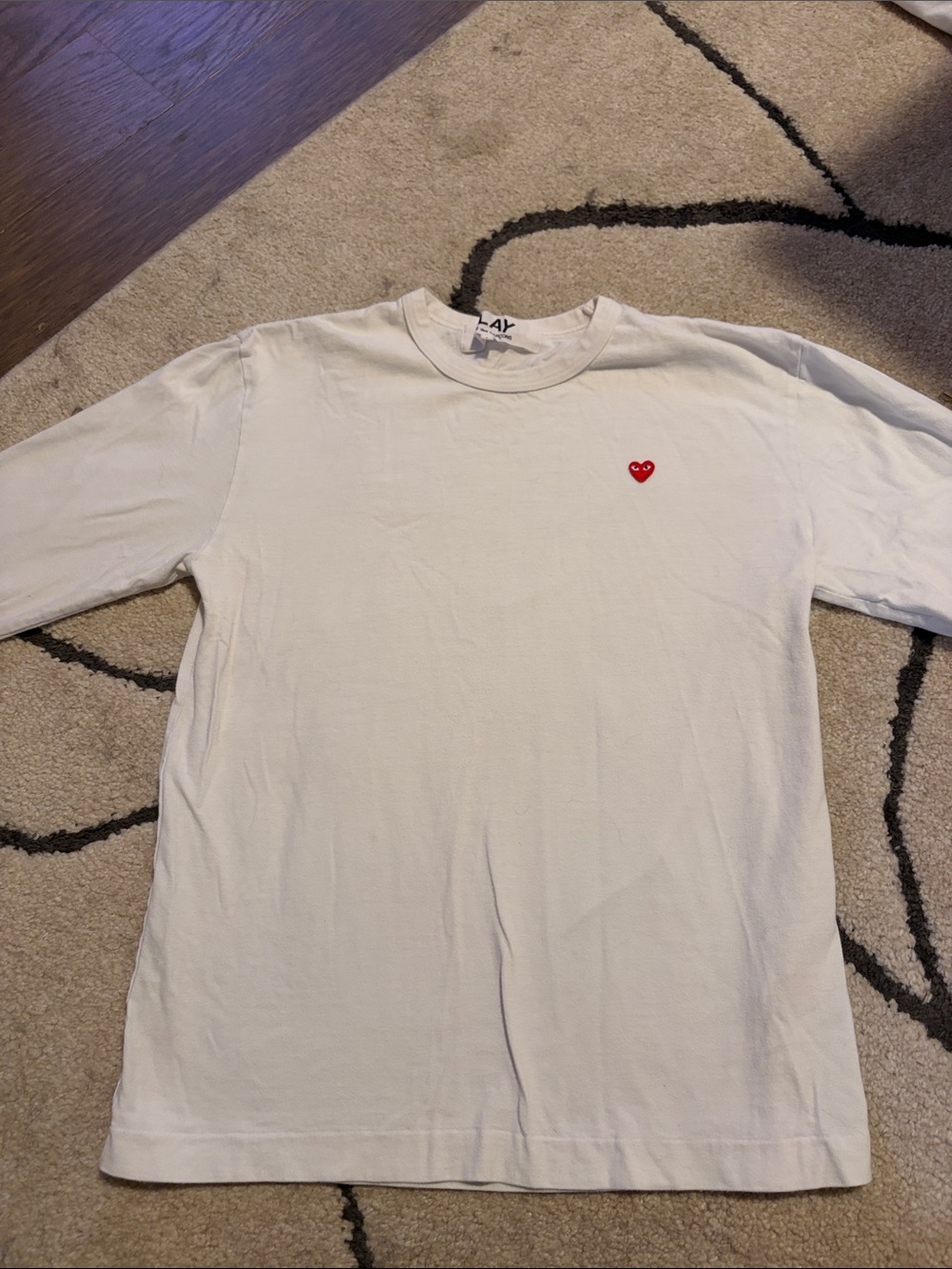 Comme des Garçons PLAY White Long-Sleeve Tee with Red Heart Logo